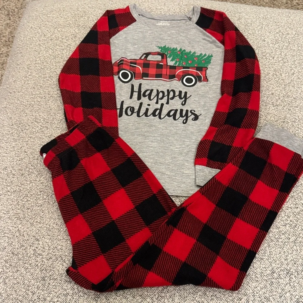 Cozy Kids Holiday Pajama Set - Red‎ and Gray size 8/10